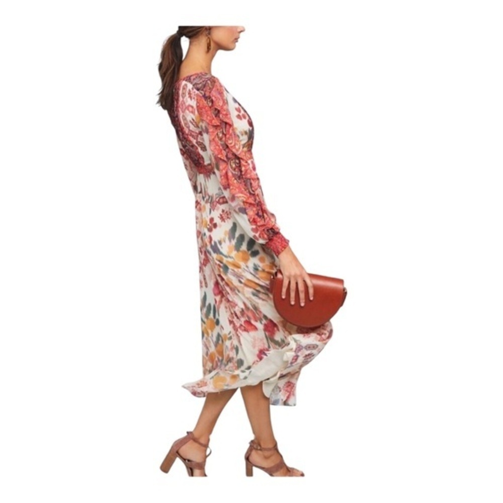 Anthropologie Akemi + Kin Midi Multiple Print Long Sleeve Dress Size 6 Lined - Picture 6 of 8